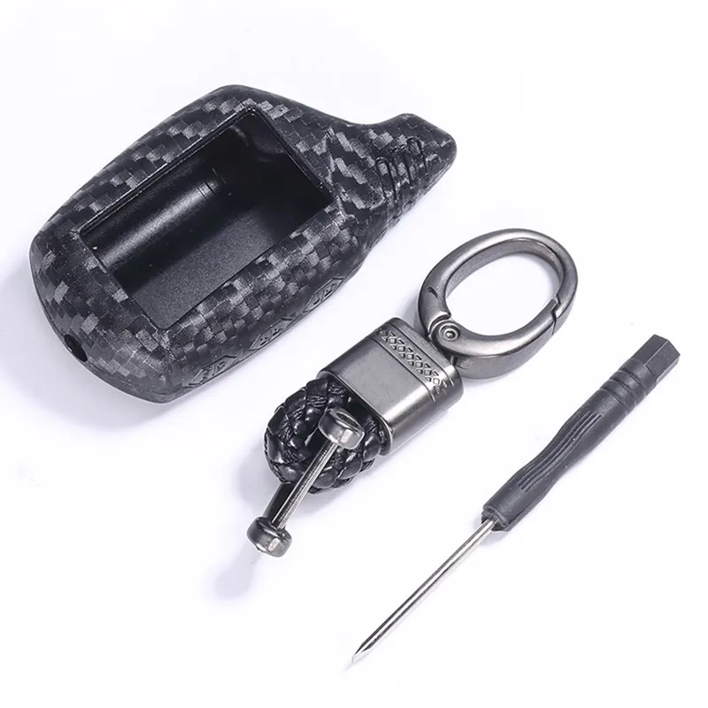 Carbon Fiber Silicone Key Cover For StarLine B9 V7 A61 A91 Starlionr Two Way Car Alarm Remote Control LCD Transmitter Case