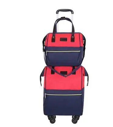 Women Rolling Backpack Bag 20 Inch Hand Luggage Bag Travel Luggage bag sets  Women Travel Trolley Bags wheels wheeled backpack