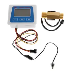 2024 New Digital Flow Meter Water Flowmeter Temperature Time Record with G1/2 Flow sensor