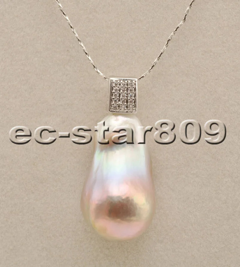 P6472 Smooth 30mm Lavender Teardrop Keshi Reborn Pearl Pendant