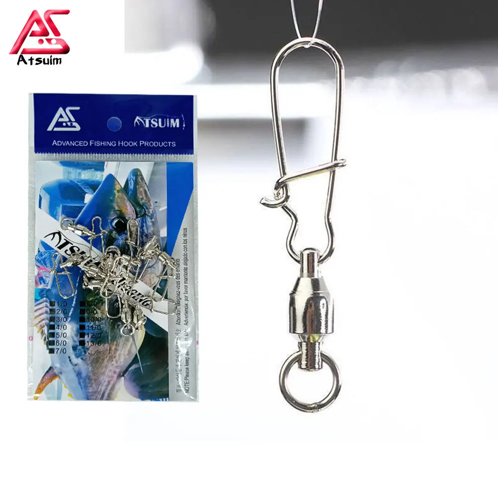 Atsuim 10PCS Fishing Swivels Connector Ball Bearing Rolling Swivel 0#1#2#3#4#5#6#7#8# Line Connector Lure Carp Fishing Assist