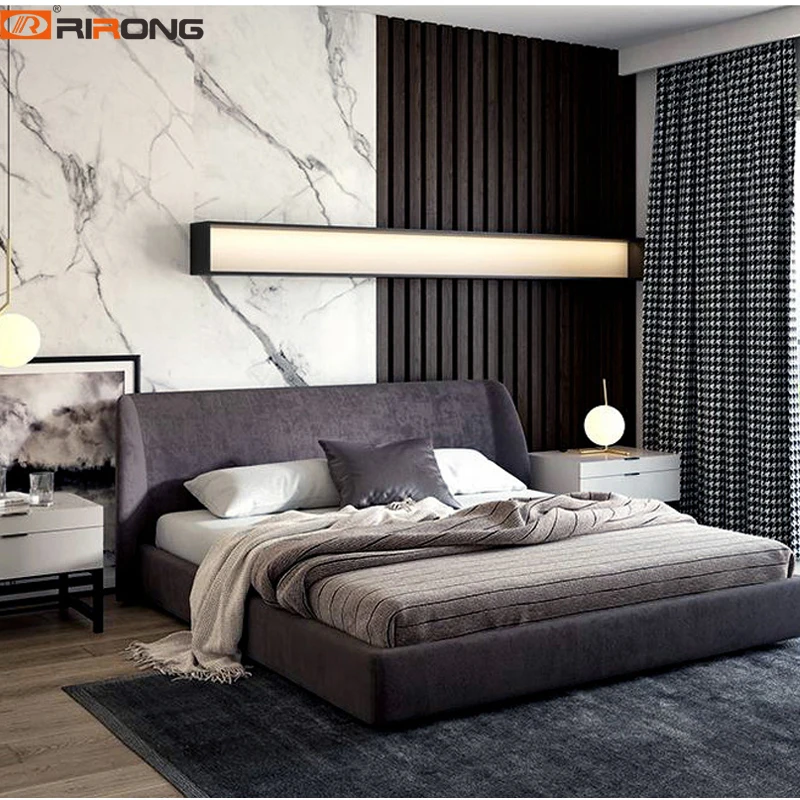 

Grey Color Italy Simple Design Home BedRoom Furniture Leather 2.25X2M Double Bed