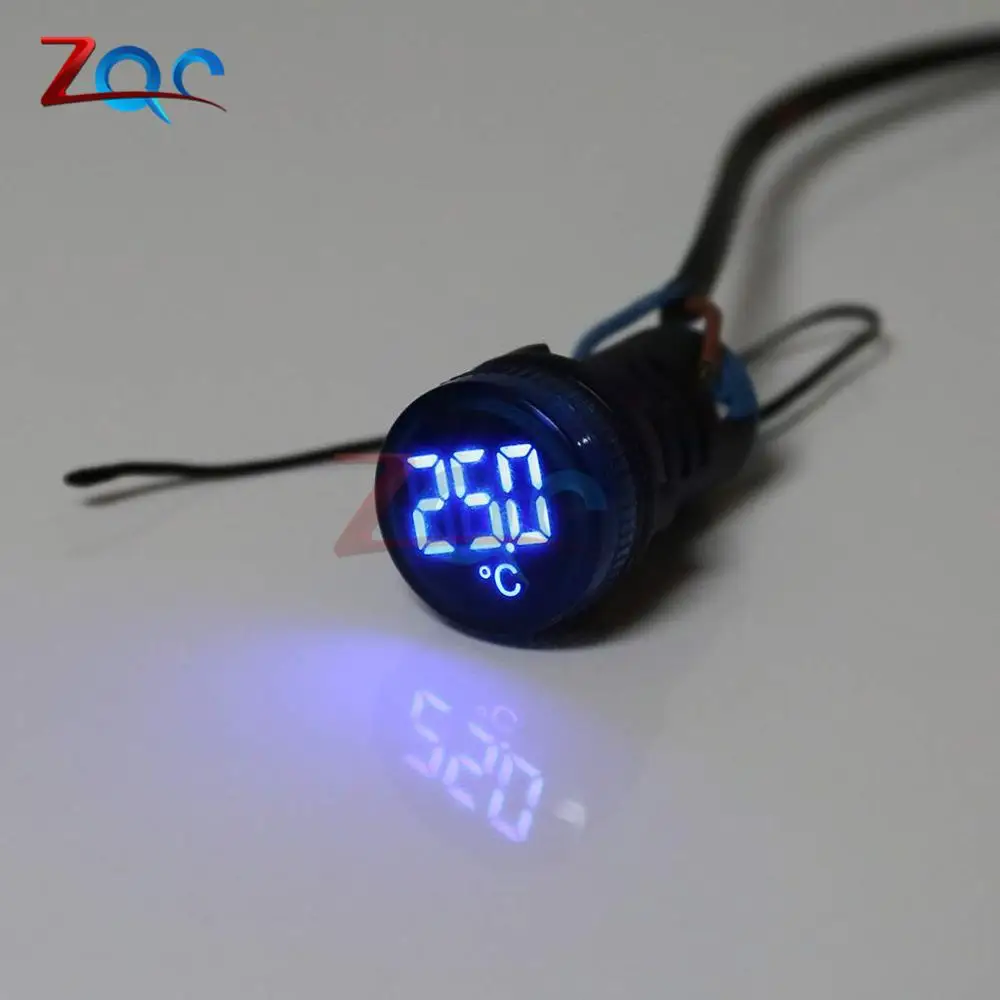 22mm AC 50-380V 110V 220V LED Digital Light Thermometer Indicator Temperature Sensor Induction Tester thermograph Meter -20-119℃