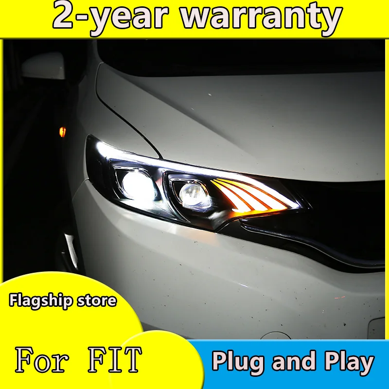 Car Styling Headlights 2014 2015 2016 2017 For Honda Fit Headlamp DRL Lens Double Beam Xenon of Benz Led Bar Style