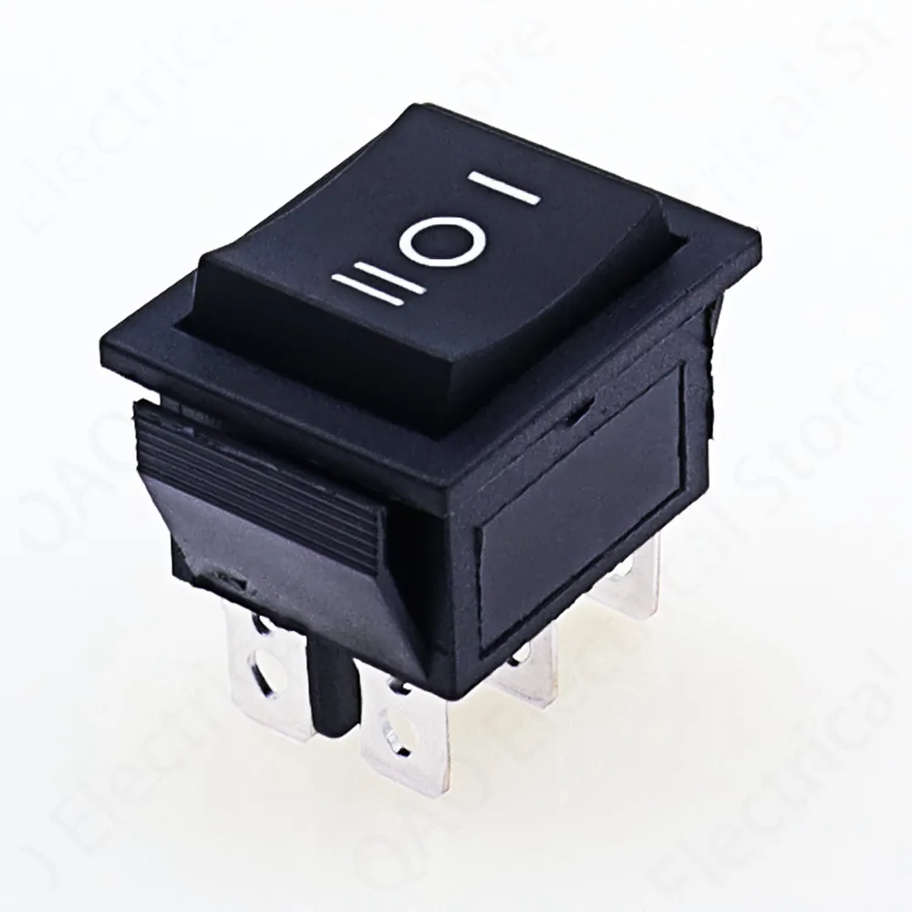 1PCS KCD4 Black Rocker Switch Power Switch ON-OFF-ON 3 Position 6 Pins The arrow is reset 16A 250VAC/ 20A 125VAC