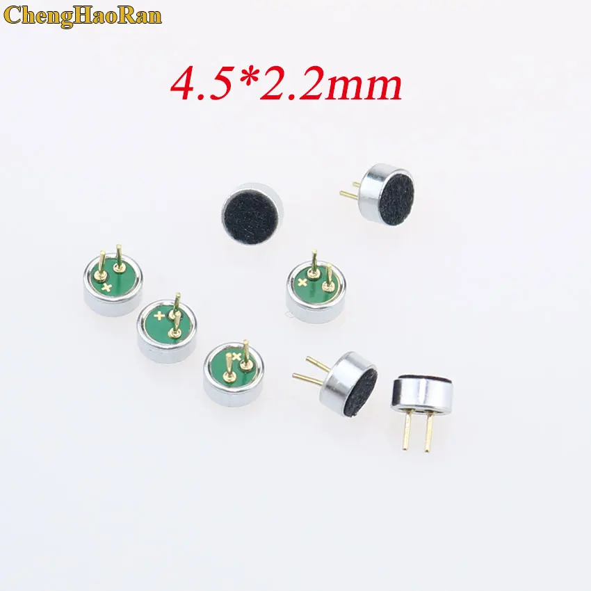 Microfone chenghaoran 4.5x2.2mm 4522, microfone eletrônico com 2 pinos