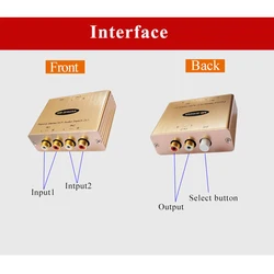 2 in 1 out RCA Audio Switcher Selector Box 2-Way to 1 Audio Switch Adapter for TV Home Theater