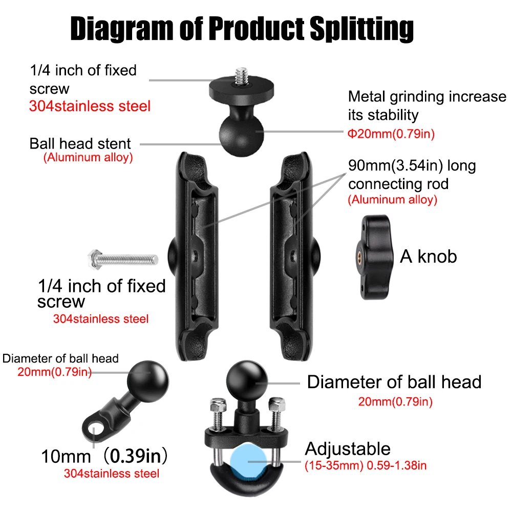 Manubrio moto specchietto retrovisore Mount Rail Gopro11 10 9 7 Xiaomi Yi 4K SJCAM Sony EKEN DJI OSMO Action Sports Holder supporti Ram