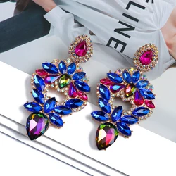 Vintage Luxury Ear Accessories For Women Trend High-quality Sparkly Crystal Dangle Drop Earrings Christmas Gift Pendant Jewelry