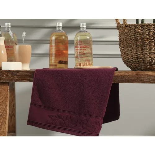 Madame Coco Tilda Border Jacquard Face Towel-Damson