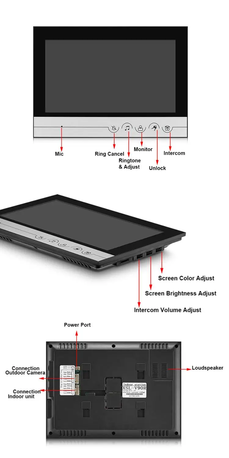 New Home 9 inch Color TFT Digital 16:9 Display 800x480 LCD Widescreen Monitor For Video Doorphone Video Doorbell Intercom System