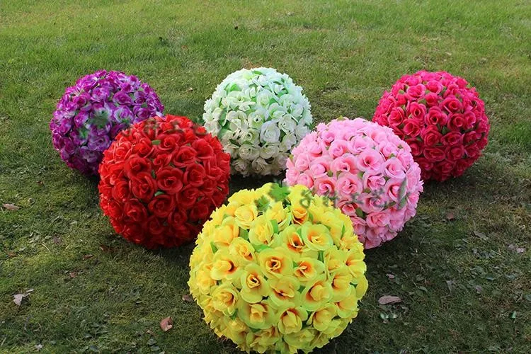 30 CM Elegant Artificial Flower Rose Silk Flowers Kissing Balls For Wedding Party Decoration Supplies 2017 New Arrival