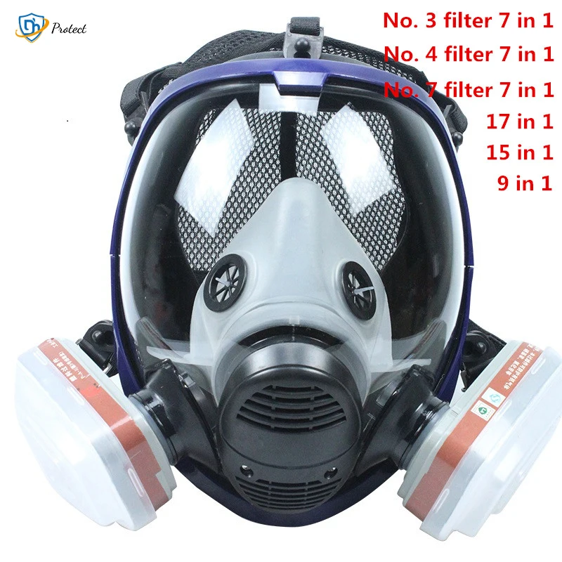 Gas mask 6800 7 in 1 6001 gas mask acid dust mask gas mask paint pesticide spray silicone filter laboratory cartridge welding