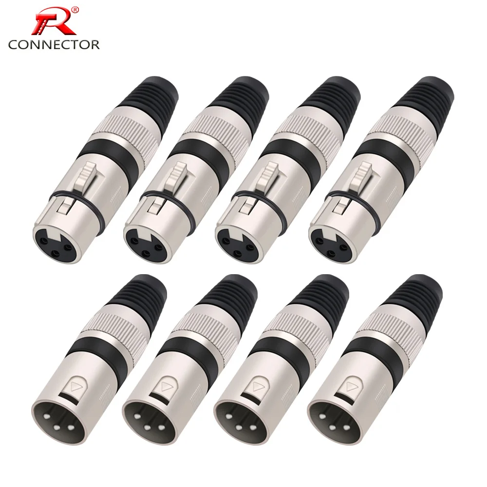 

8PCS/4sets XLR Connector 1pc NC3MXX & 1pc NC3FXX Male and female A set 3 Pin XLR plug& jack Connector 7colors available