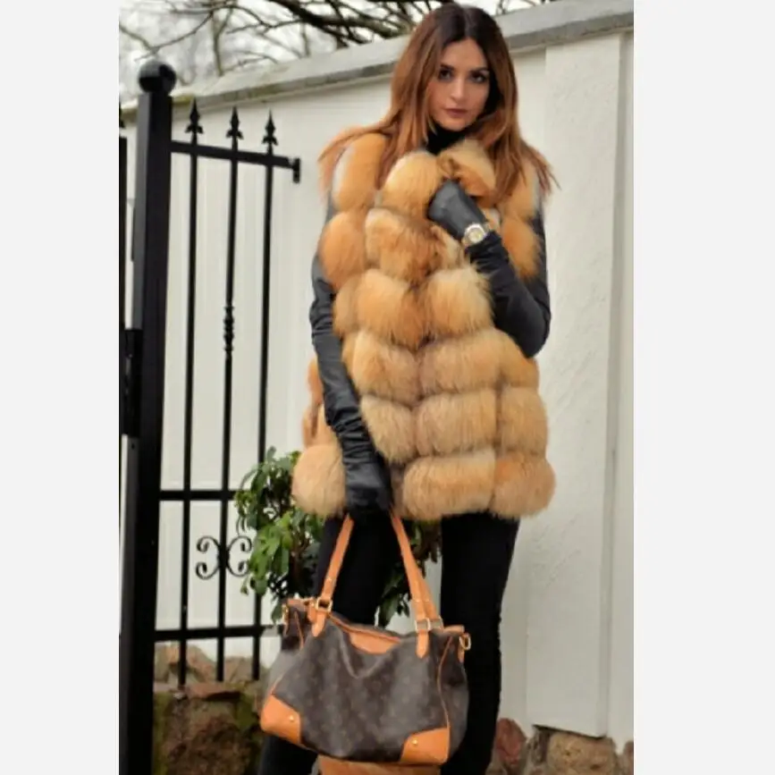 Women's Red Fox Fur Vest, Real Fox Fur Vest, Warm Casual Fashion, European Style, Street Style, New, Autumn and Winter