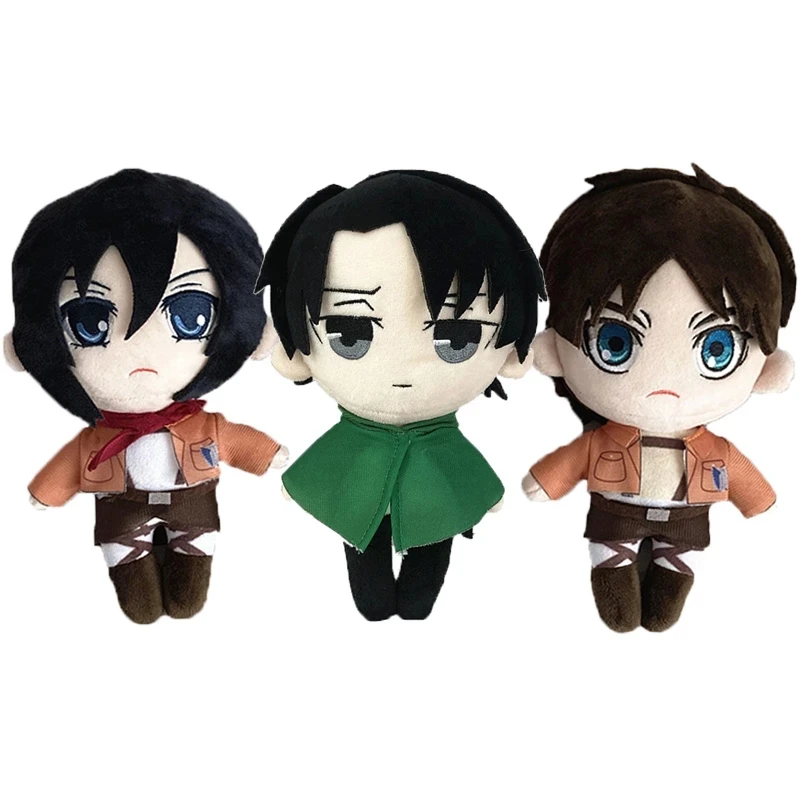 20cm Anime Attack on Titan Plush Doll Rival Ackerman Eren Jager Soft Stuffed Pillow Mikasa Ackerman Plush Toys Doll for Kids