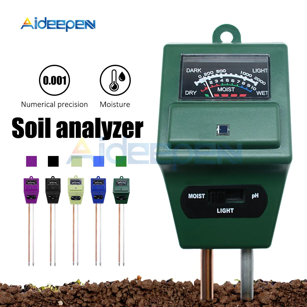 3 IN 1 Digital Soil Tester Moisture Sunlight PH Meter Tester for Plants Flowers Acidity Moisture Measurement Garden Tools