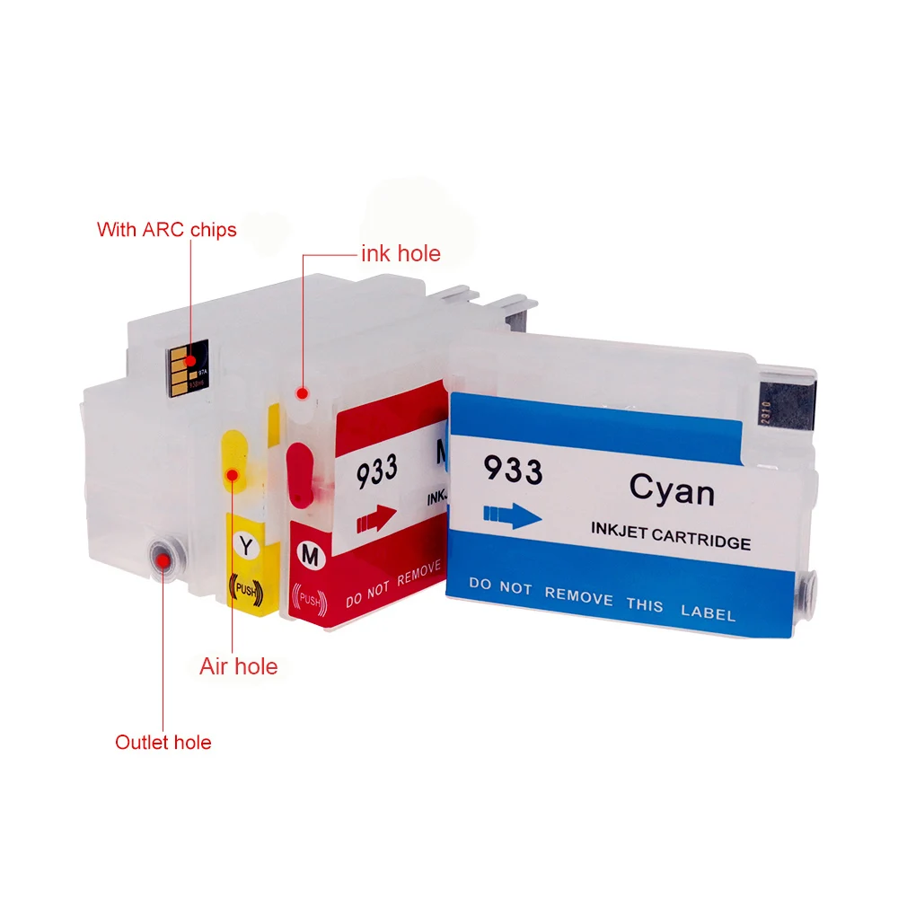Cartouche d\'encre pour tous les jours avec puces de coque, pour imprimantes, 932XL, 933, 932, 933XL, 6100, 6600, 6700, 7110, 7610, 7612, 7510, 7512