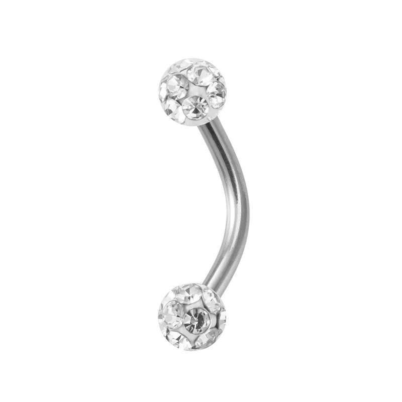 Bling Curved Barbell Eyebrow Rings Piercing