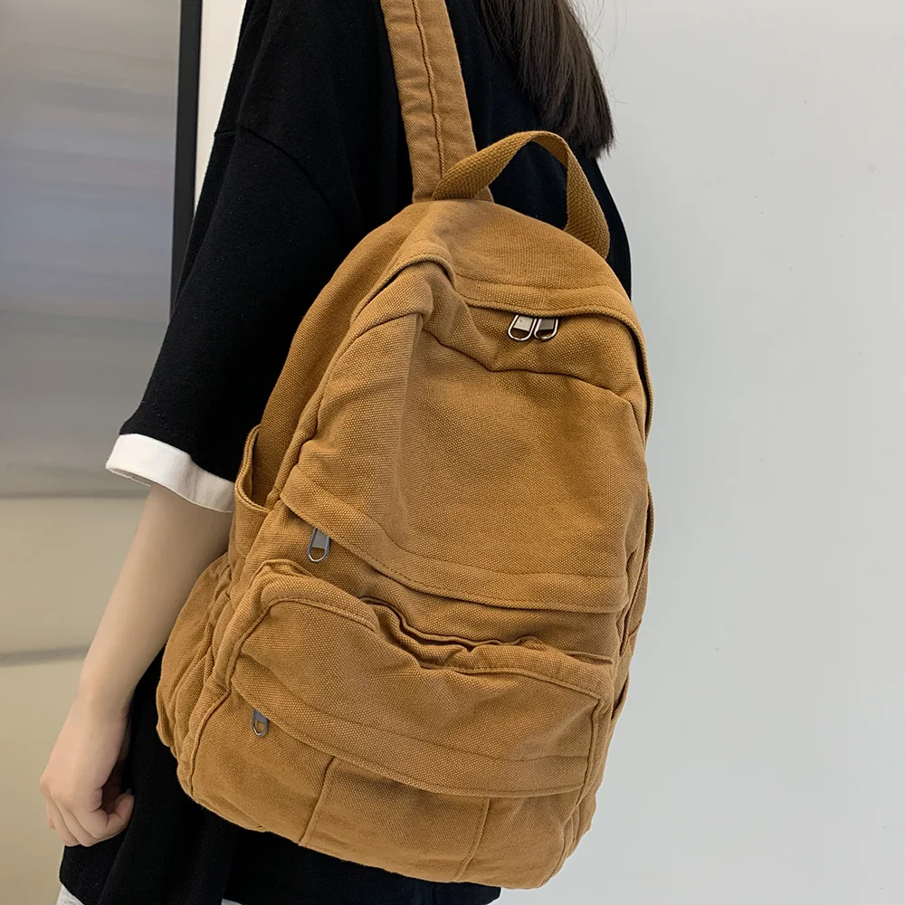 Borsa da scuola in tessuto per ragazza Zaino da donna vintage per studente universitario di nuova moda Borsa per laptop femminile in tela Zaino da