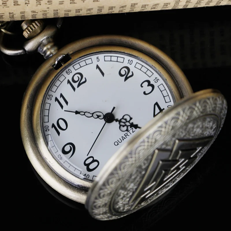 Vintage Bronze Quartz Relógios De Bolso com Colar Fob Relógios Homens Mulheres Presente Relogio De Bolso