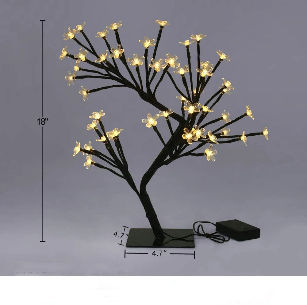 Imagem -02 - Flor de Cerejeira Luz Usb Alimentado por Bateria Flor Artificial Árvore Bonsai Luz Noturna Festa em Casa Decoração de Natal 24 Leds 36 Leds 48 Leds