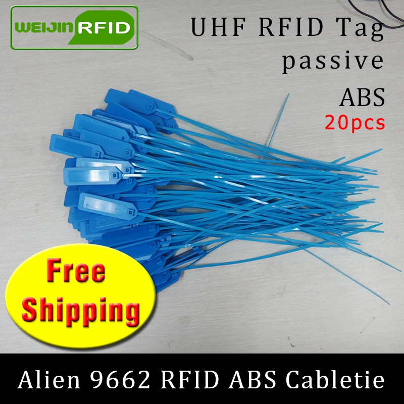 

UHF RFID ABS cable tie Alien 9662 915m868m860-960MHZ H3 EPC 6C 20pcs free shipping long reading distance smart passive RFID tag