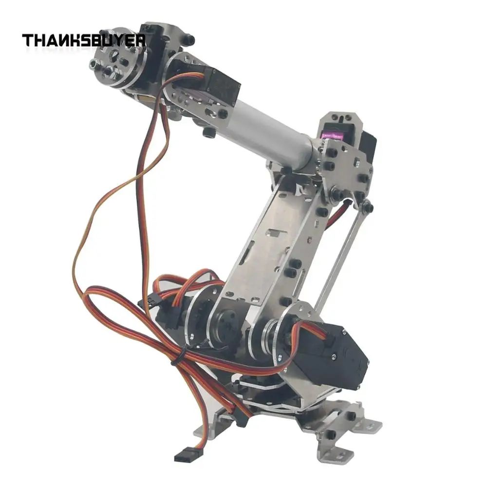 Ringraziamento RoboSoul alluminio metallo S6 6DOF 6 assi Robot Arm manipolatore modello ABB con 4 pezzi MG996R e 2 pezzi MG90S