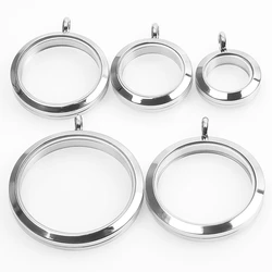 1Pc 20-40mm Stainless Steel Round Photo Floating Memory Locket Pendant For Twist Living Relicario Coin Holder Breloque Jewelry