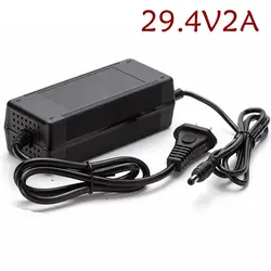 Uscita caricabatterie 24V 29.4V 2A caricabatteria al litio 7S 24V 10AH 15AH 20AH caricabatterie DC 5.5*2.1 Port