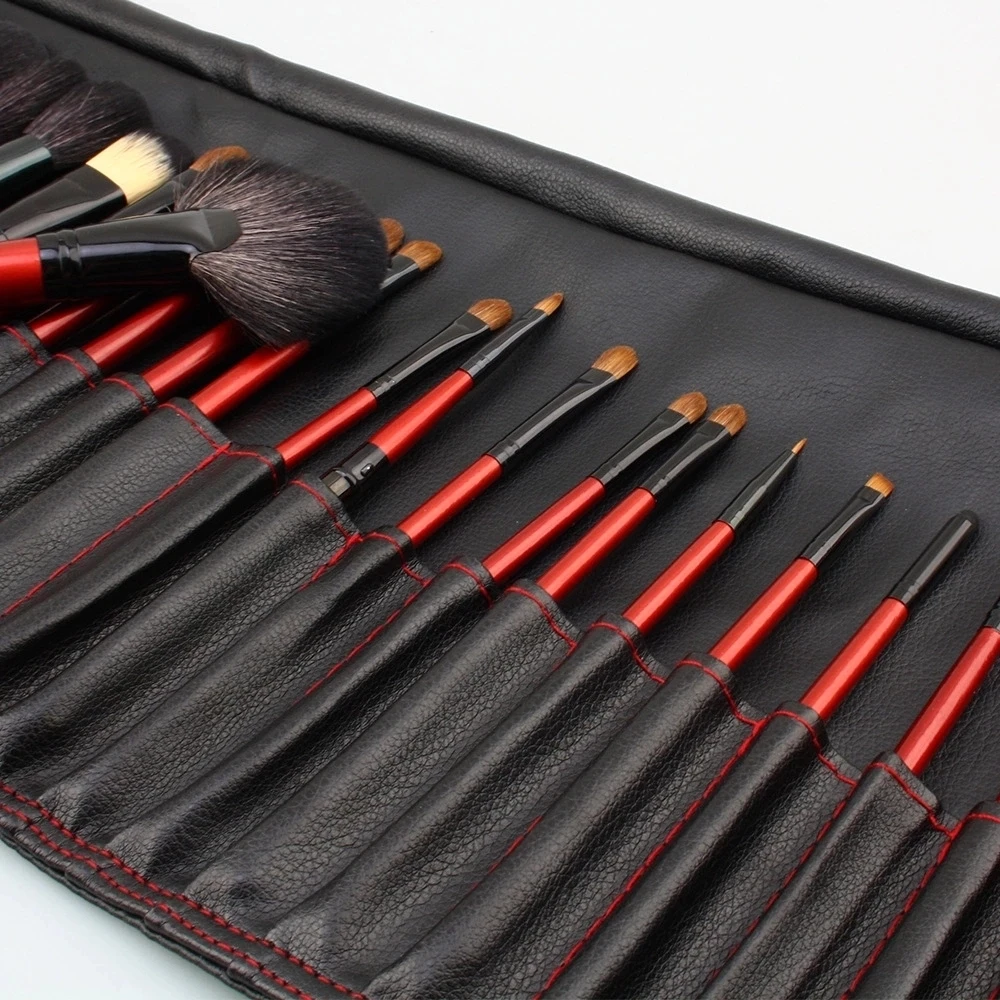 Professional Makeup Brushes set with case Wood Red Wholesale MakeUp Brushes Foundation custom Makeup Brush kit in private label