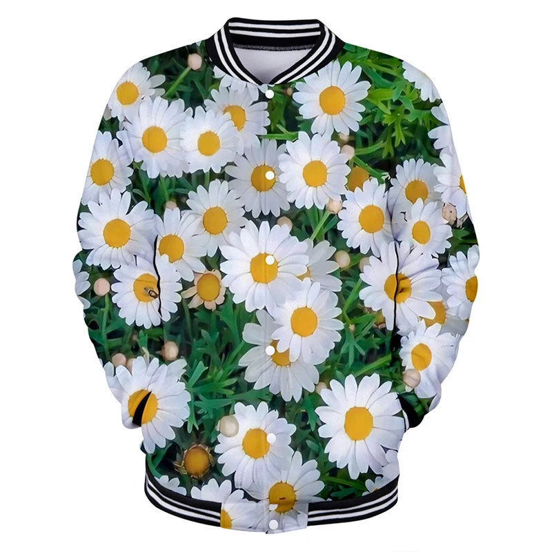 Colorful Flowers Print New 3d Baseball Jacket Coat Men Women Hoodie Sweatshirts Long Sleeve Unisex Harajuku Hoodies Jackets Tops