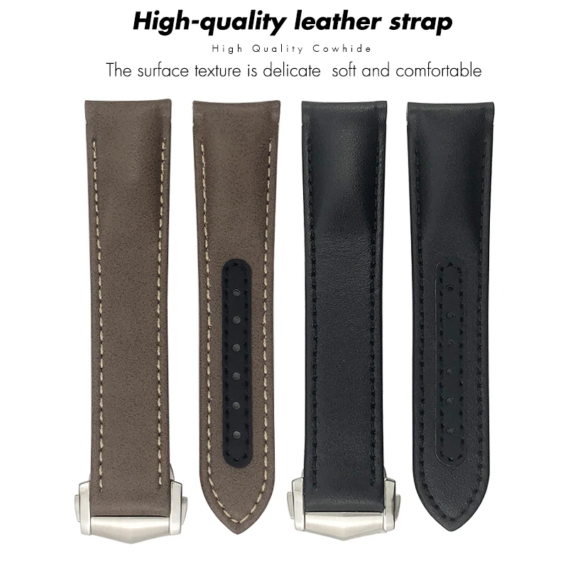 Curved End Cowhide Real Leather Watchband 20mm 19mm 21mm Fit for Omega AQUA TERRA AT150 Seamaster Diver 300M Soft Watch Strap