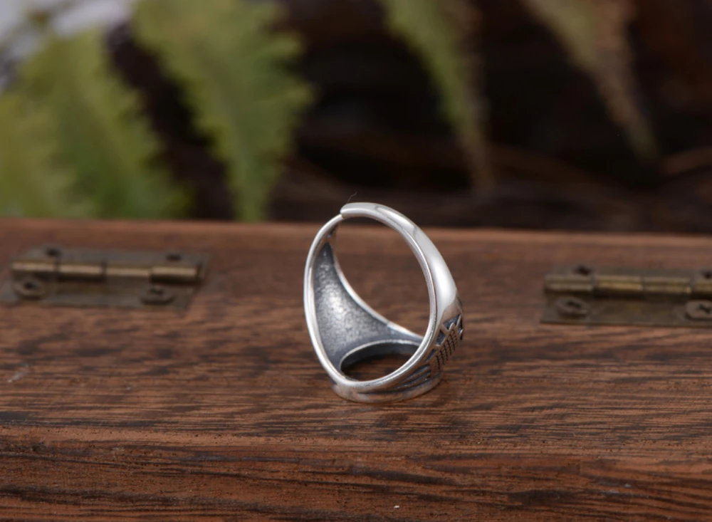 Ring Blank (11x13mm Oval Blank) Adjustable Thai Sterling Silver Ring Setting Oval Cabochon Ring Base