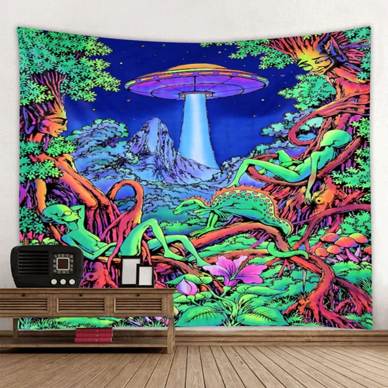 Hippie Tapestry Trippy Mushroom Psychedelic Background Cloth Background Wall Decoration Cloth Tapestry Home Art Deco Mural Tapes