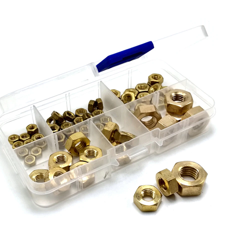 

m3 m4 m5 m6 m8 m10 H62 Brass Nuts Kit , Metric Thread Hex Nut , B004