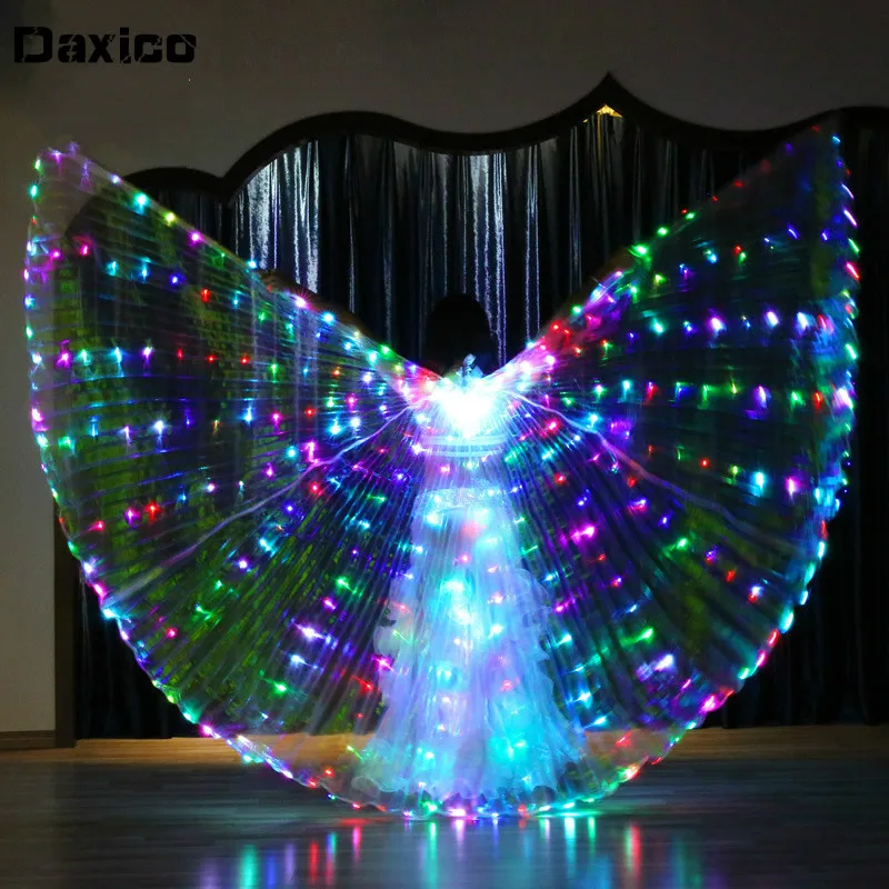 

LED Color Flash Belly Dance Costume Isis Dance Wing 360 Degree Belly Dance Accessory Costume Adult Butterfly Wings with Sticks