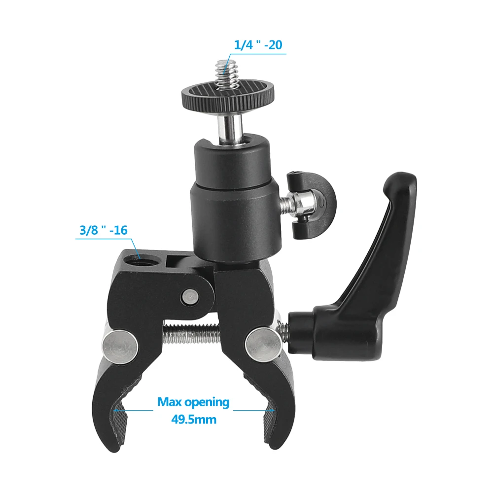 Kayulin piccolo granchio Super Clamp con Mini testa a sfera da 1/4 "-20 per apparecchiature fotografiche con Monitor a schermo LCD