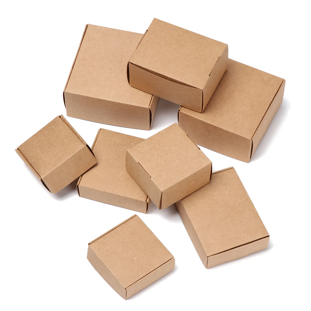 10pcs/lot Multi-size Kraft Paper Box Brown Cardboard Handmade Soap Box White Craft Paper Gift Box Black Packaging Jewelry Box