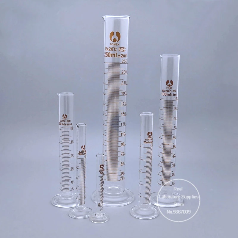 

1pcs Lab Scaled Measuring Cylinder 5ml To 1000ml Thicken Glass Measurement Container Lab Supplies