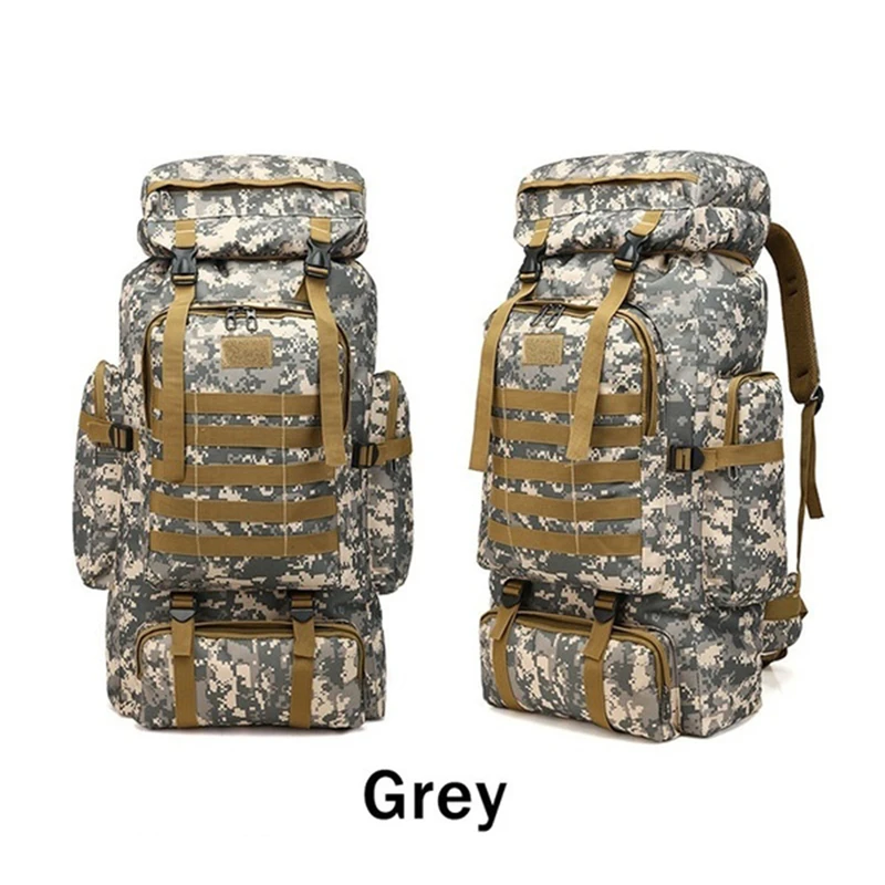 80L Waterproof Molle Camo Tactical Backpack Military Army Hiking Camping Backpack Travel Rucksack Outdoor Sports Climbing Bag