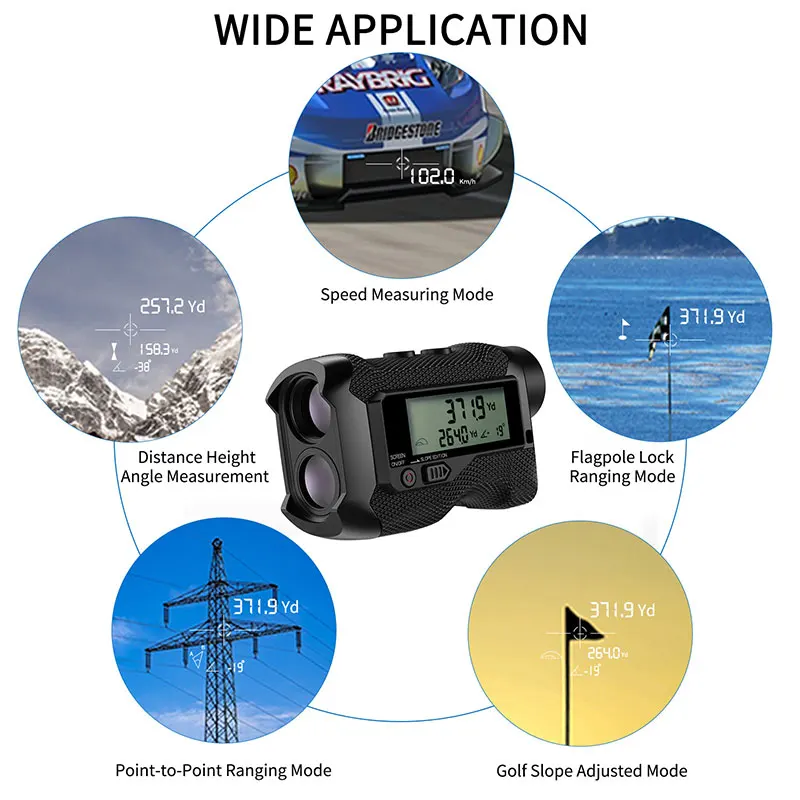 Imagem -06 - Acpotel Golf Telescópio Laser de Caça com Bandeira-lock Inclinação Pino de Velocidade Medidor de Distância a Laser 700m