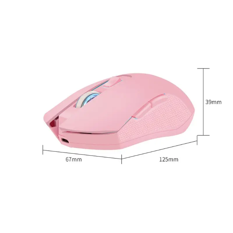 Pink Silent LED Optical Game Mice 1600DPI 2.4G USB Wireless Mouse for PC Laptop 667C