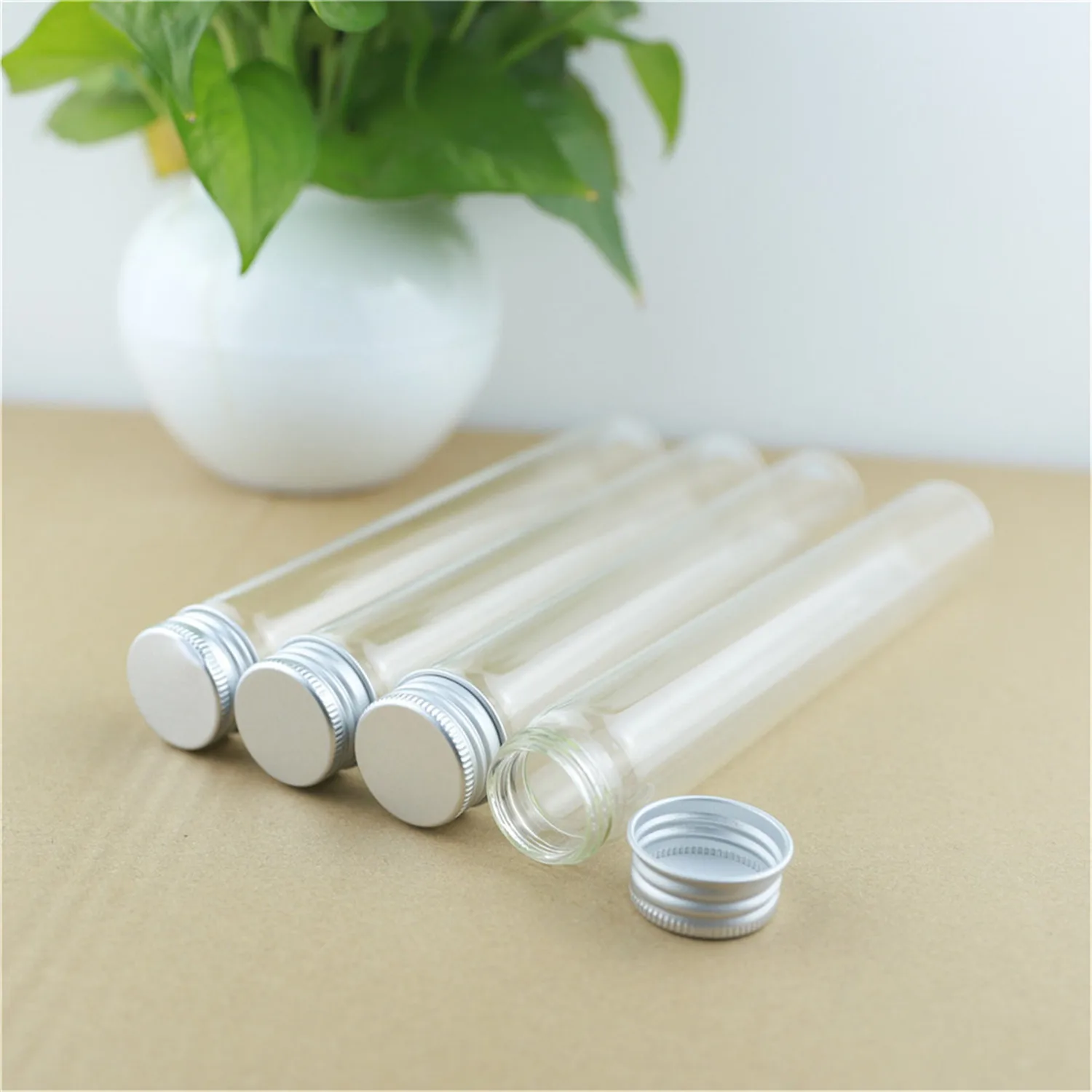 

6 Pcs/lot 20*30*200mm 110ml Glass Bottle test tube Aluminum Caps Glass Jars Vials Transparent Glass Containers Perfume Bottle