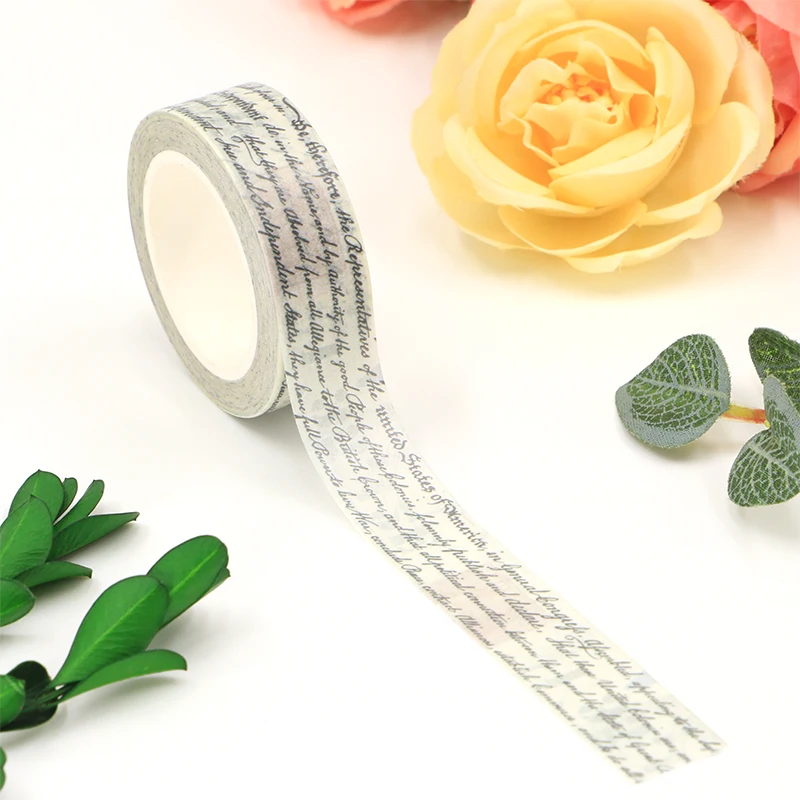 Nuevo 1 rollo de 10M para decoración de diario, cintas Washi con letras en inglés Vintage para álbum de recortes, diario, cinta adhesiva, papelería