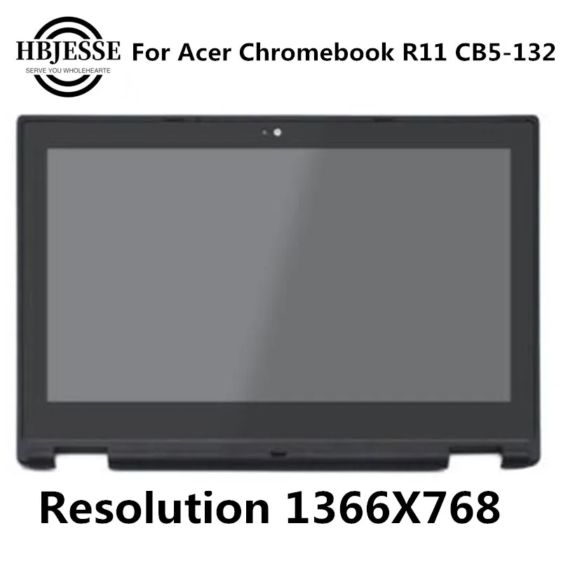 

11.6'' for Acer Chromebook R 11 CB5-132T-C67Q Celeron 3060 LCD Screen Panel Display Touch Glass Digitizer Assembly + Black Bezel