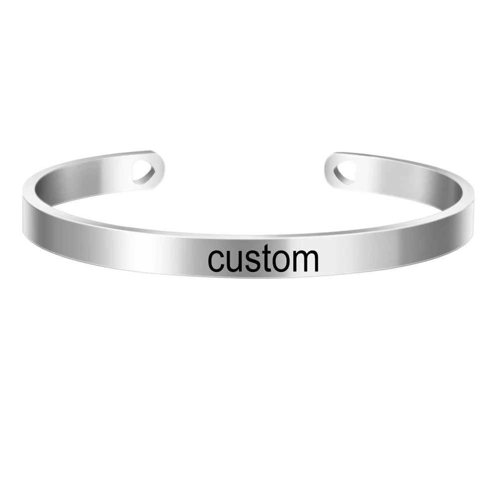 Width 4mm Customized  BE TRUE Inspirational Quote Bracelets Women Men's Mantra Jewelry Gift Letter Bangle Cuff Bracelet Femme