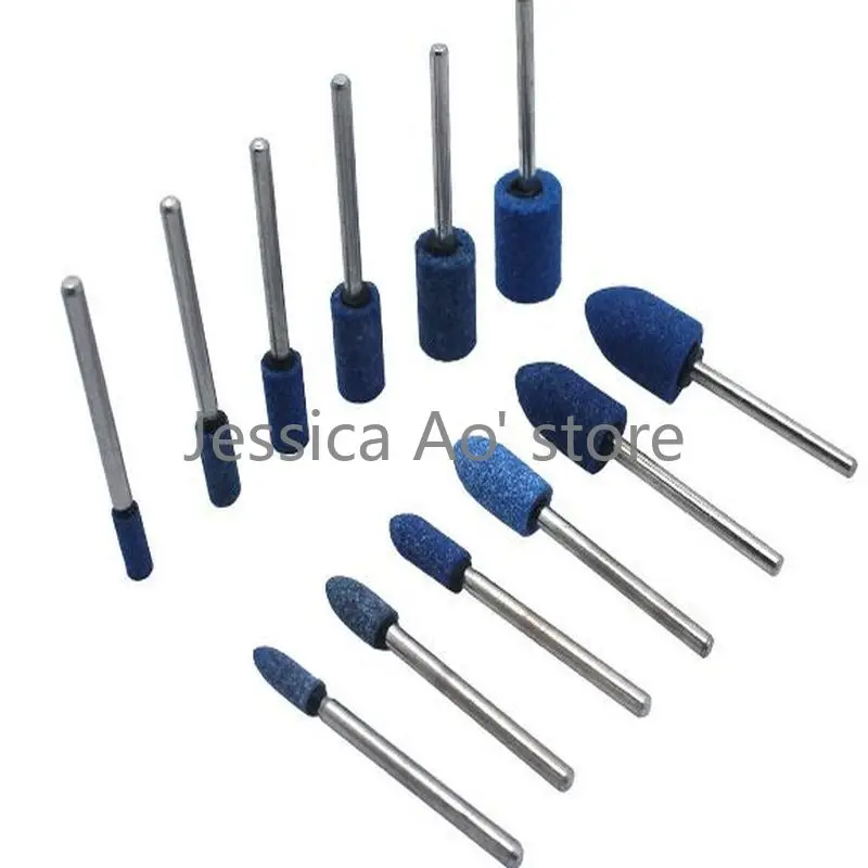 28pcs 3-12mm Cone/cylinder Shape Blue Stone Grinding Wheel Metal Polishing Electric Tools Sharpen Stone Weld Joint Grinding