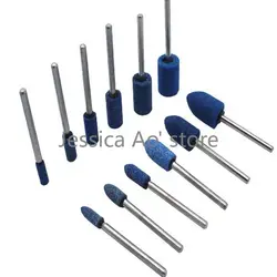 28pcs 3-12mm Cone/cylinder Shape Blue Stone Grinding Wheel Metal Polishing Electric Tools Sharpen Stone Weld Joint Grinding