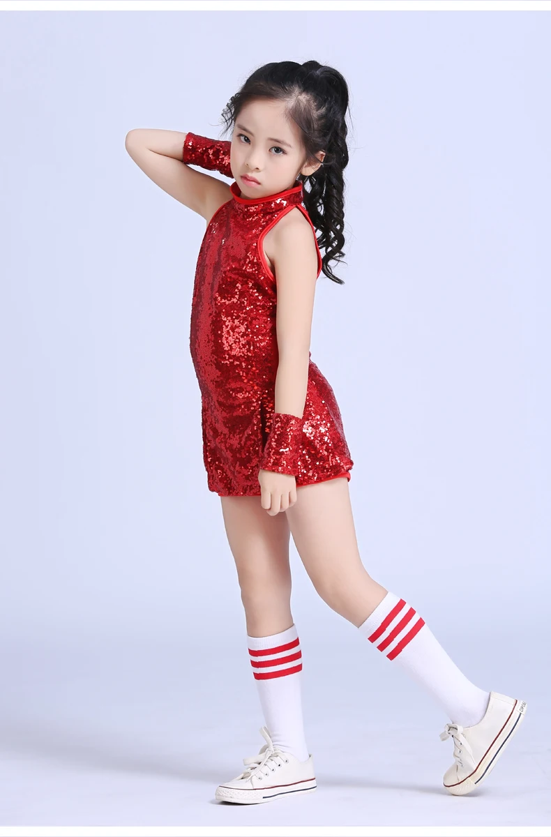 Girl Jazz Dance Costumes for Girls Stage Dance Clothes Kid Hip Hop Children Sequin Performance Dancing Suit Dancewear